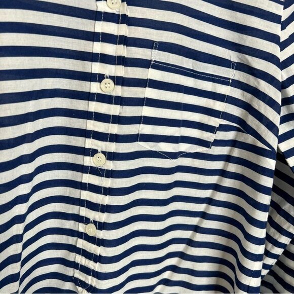 J Crew Factory Womens Size XXS Printed Voile Popover Shirt Blue Stripe Coastal - Picture 5 of 11